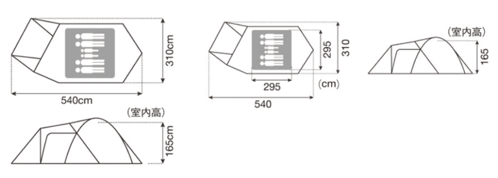 スノーピークアメニティドームLのサイズスペック