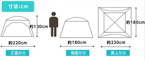 ビジョンピークス　TCルーテント　カンガルー　のサイズスペック