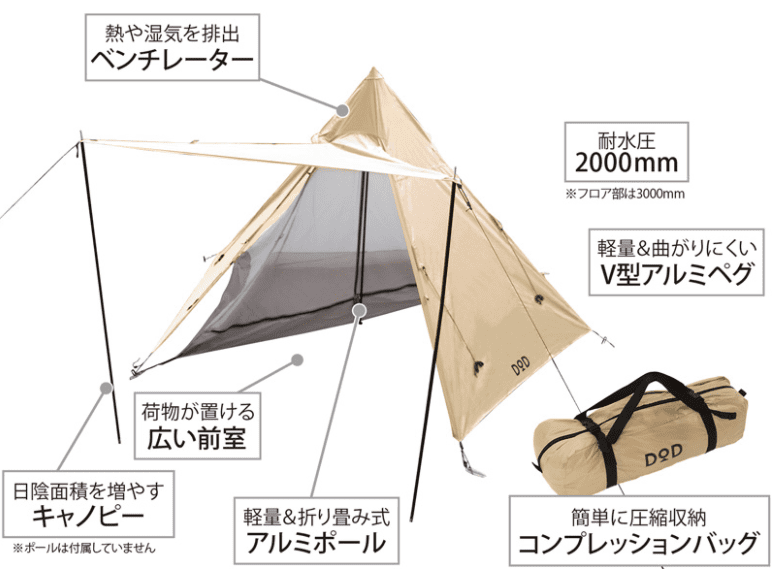 DODライダーズワンポールテントのブログ・口コミ紹介