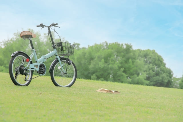 自転車でピクニックにきた