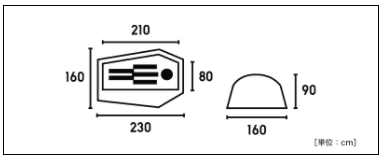 ロゴス『Tradcanvas Q-TOP リバイバルSOLO DOME-BA』のサイズ・スペック